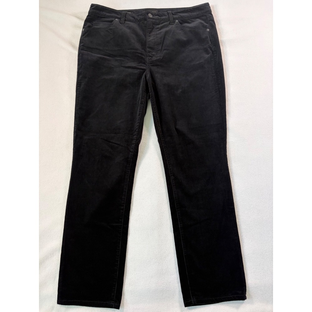 Talbots Black Corduroy Straight Leg Pants 14P Minimalist Preppy Dark Academia